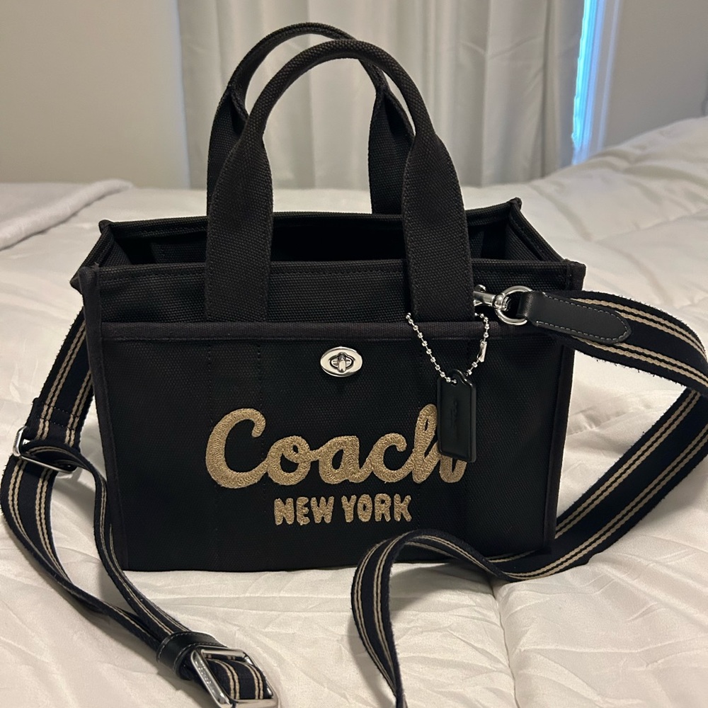 Coach Black and Gold Canvas CARGO TOTE 26 CP164